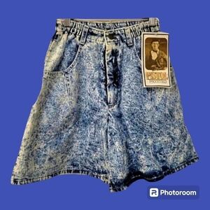 Vtg STUFFED SHIRT 1980s High Waist Acid Stone Wash Denim Cullottes